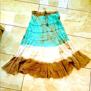 Bohemian long Skirt. With turquoise beads on the belt.